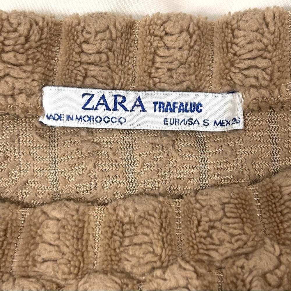 Zara Trafaluc Fuzzy Pullover Terry Cropped Sweater in Camel / Tan - Size Medium - Picture 3 of 4